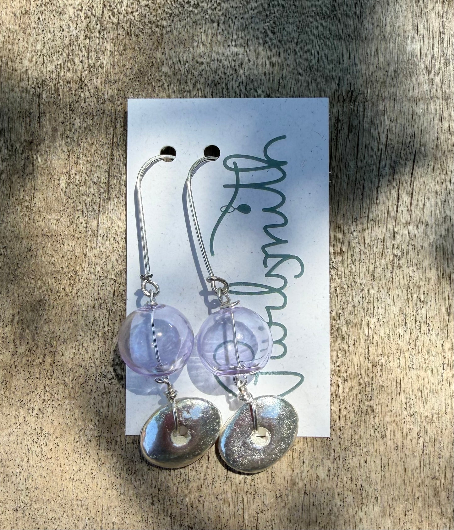 Glass Float Earrings - Lilac