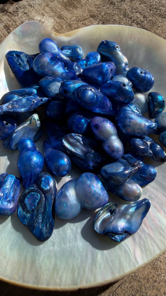 Freshwater Pearls - Azure Blue Baroque