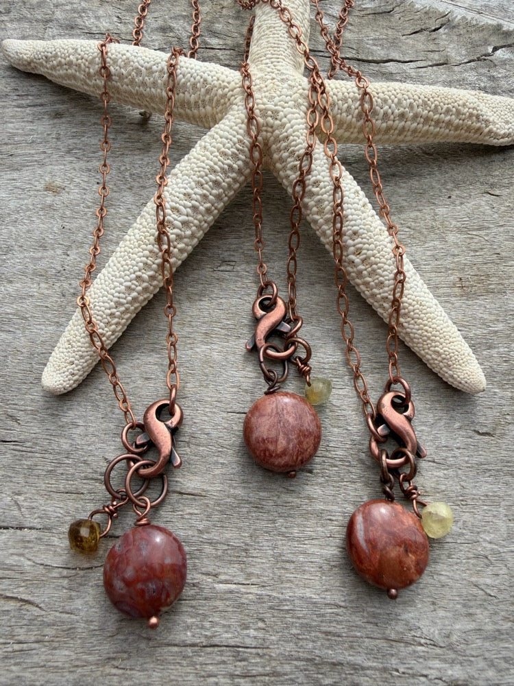 Jasper & Garnet Charm Necklace