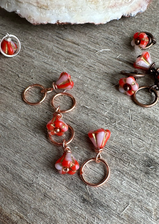 Glass Flower- Persimmon Swirl