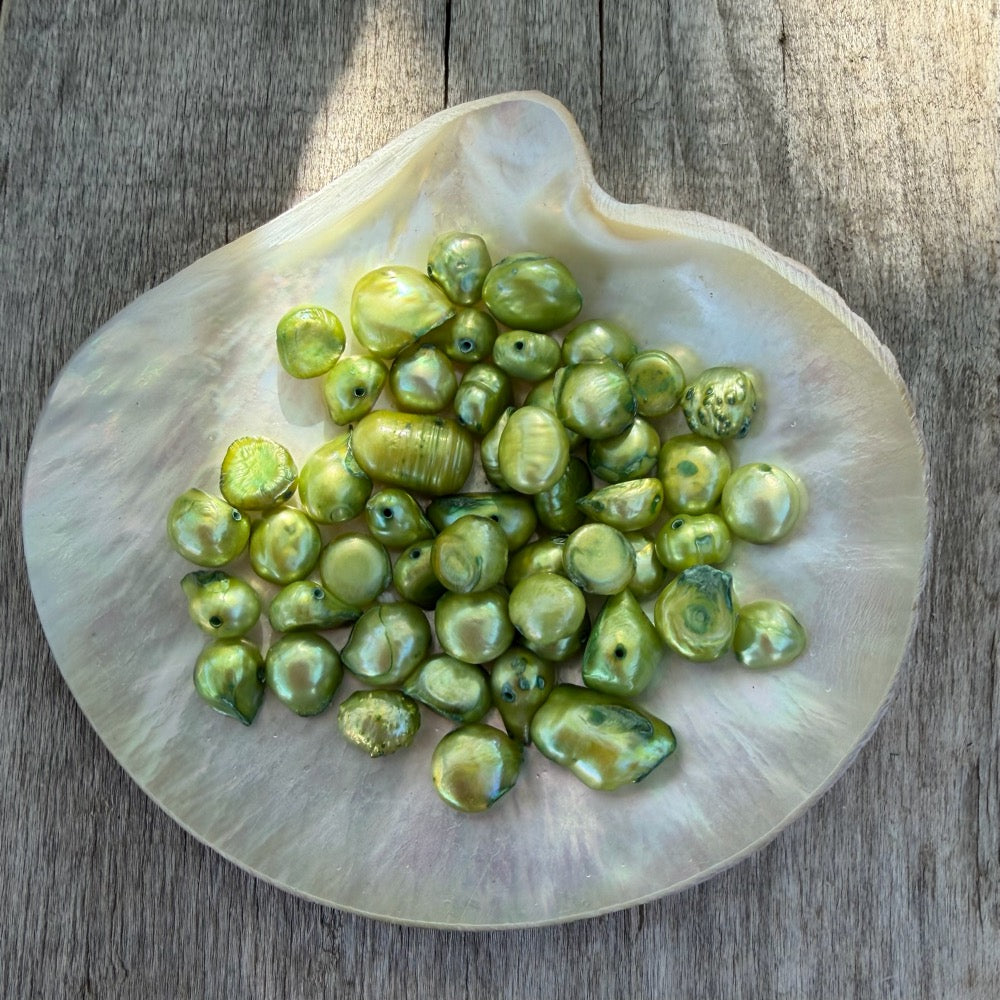 Freshwater Pearls - Green Apple Baroque