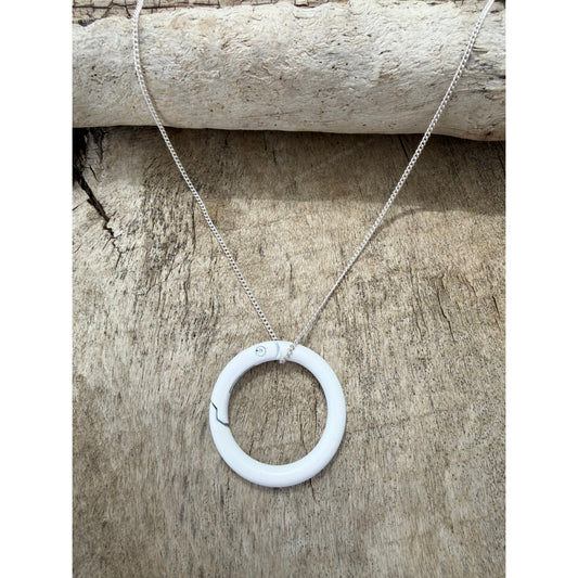 Large Enameled Clasp Necklace - White