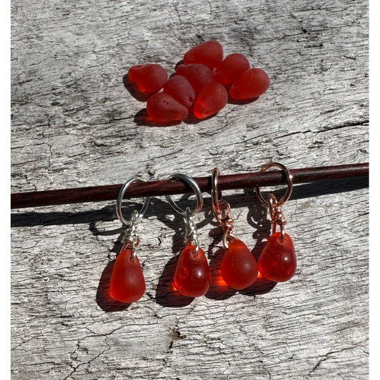 Small Handcrafted Glass Drops - Fire Orange