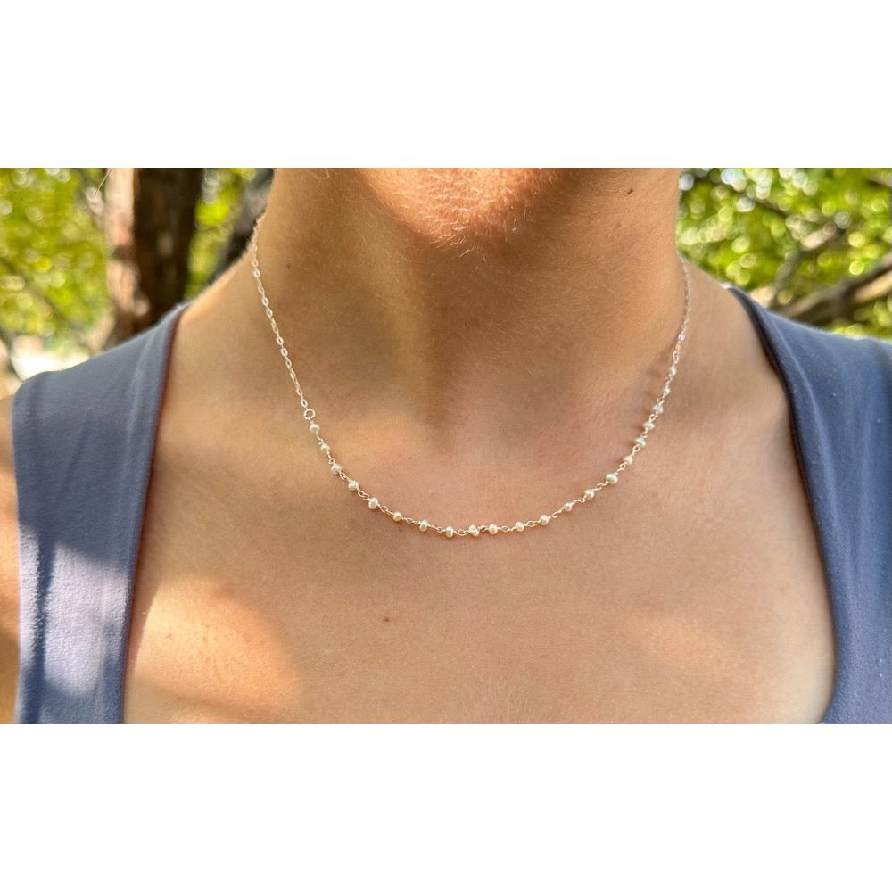 Petite Pearl & Sterling Necklace