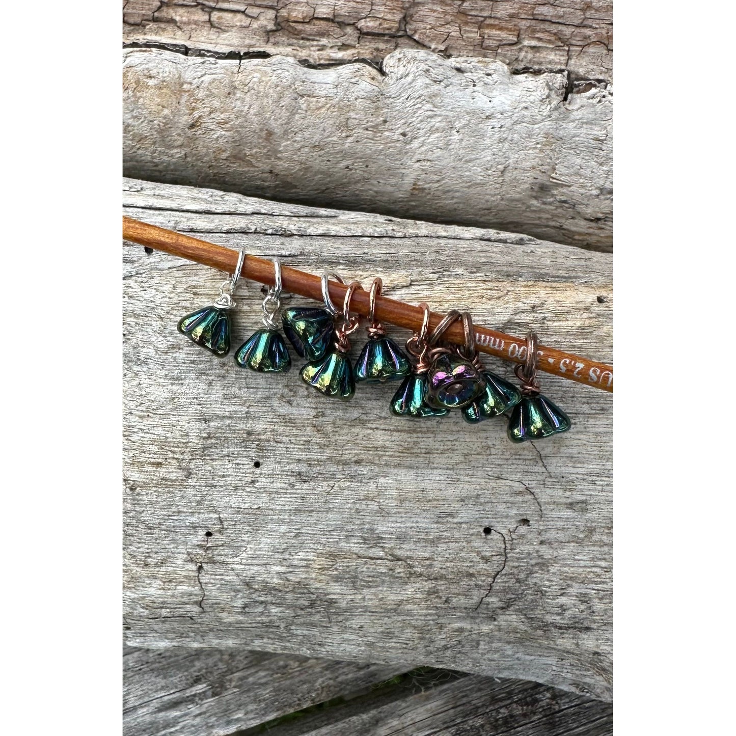 Glass Flower- Dark Green Iridescent