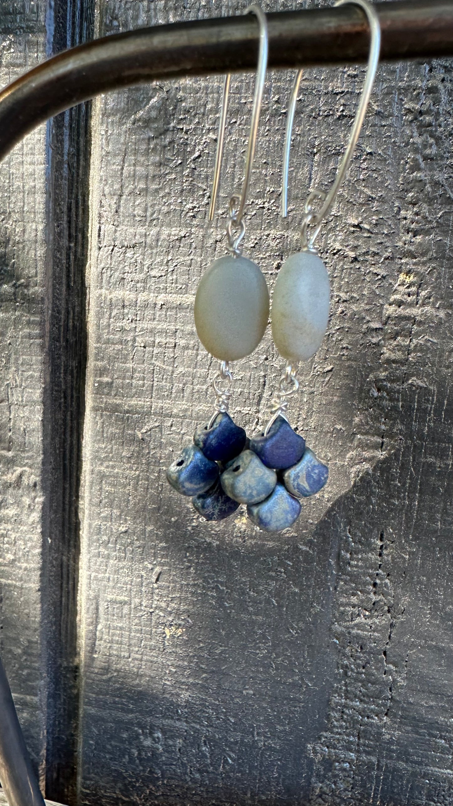 Light Blue Amazonite & Glass Earrings