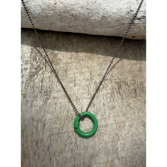Enameled Clasp Necklace - Kelly Green