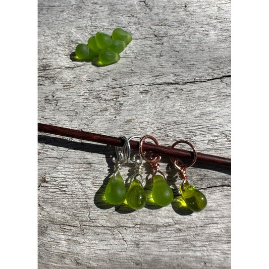 Small Handcrafted Glass Drops - Light Green