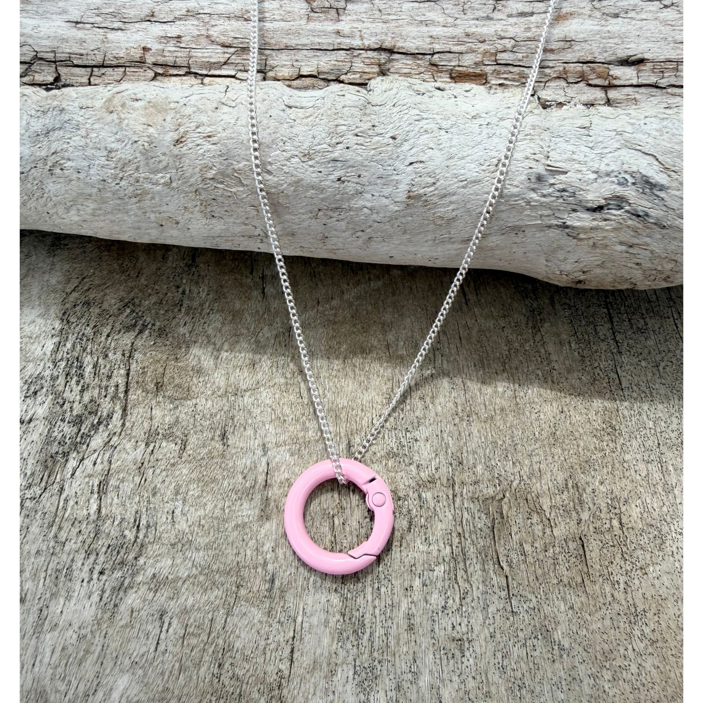 Enameled Clasp Necklace - Pink
