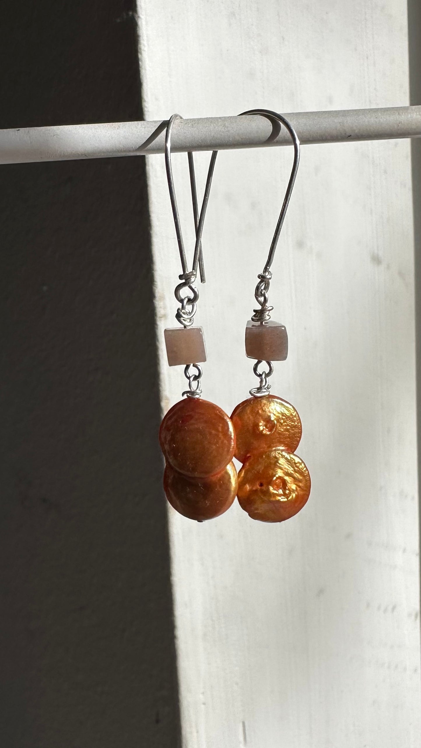 Fusion Earrings - Peach Moonstone
