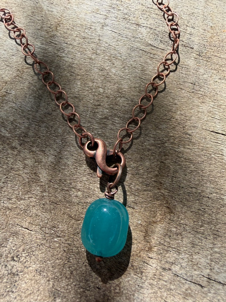 Antique Copper & Glass Pendant