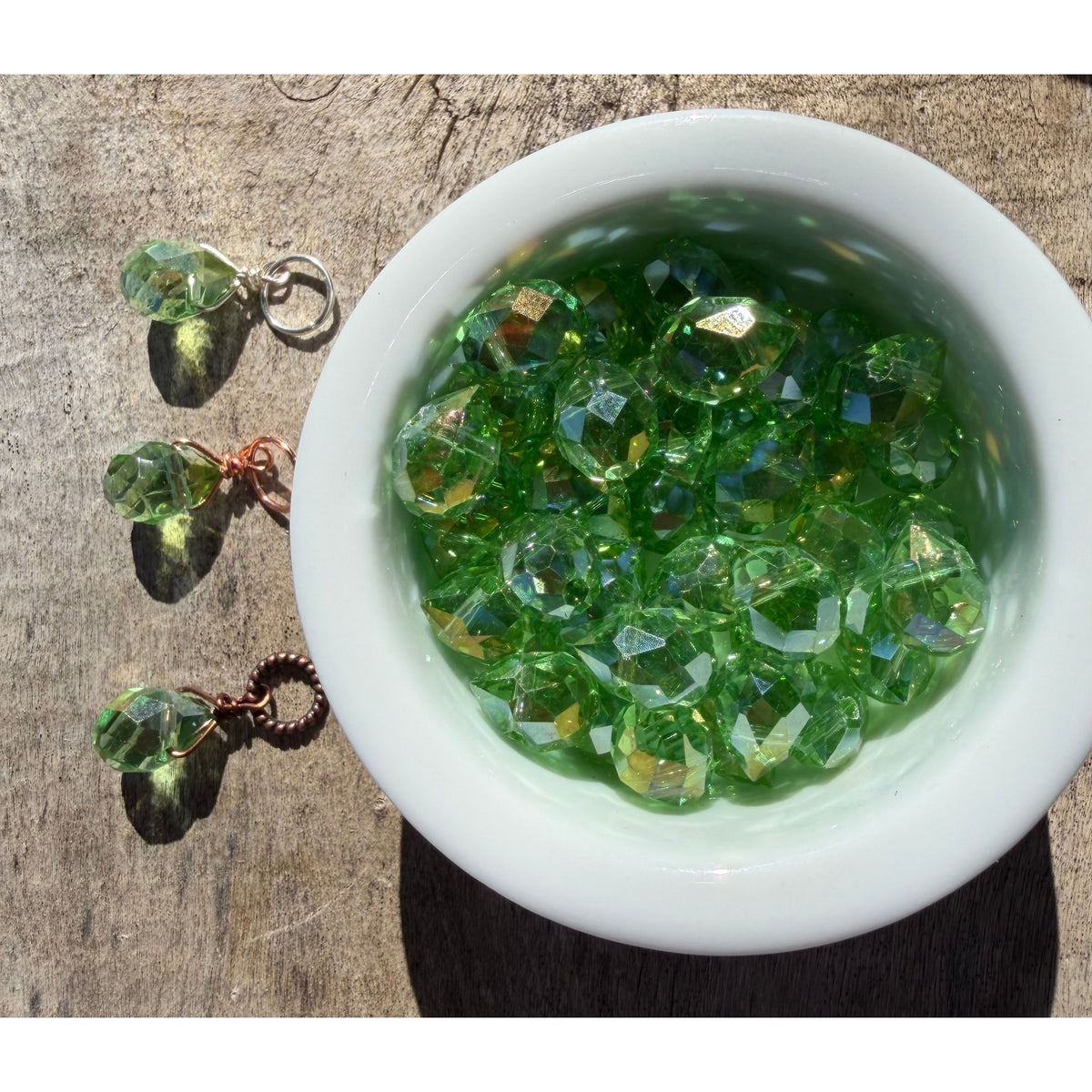 Faceted Glass Crystals - Light Green