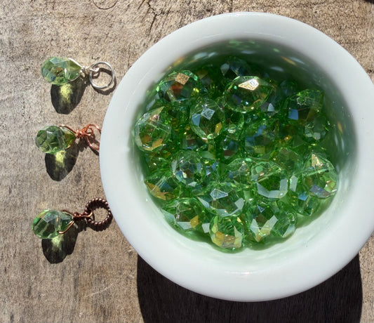 Faceted Glass Crystals - Light Green