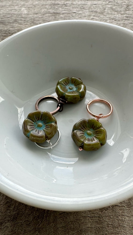 Cut Glass Blossom - Olive