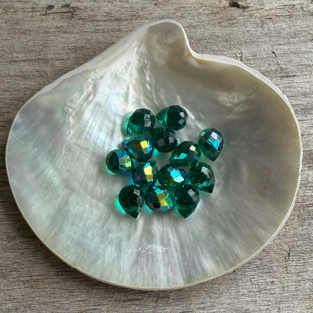 Faceted Glass Drop - Emerald
