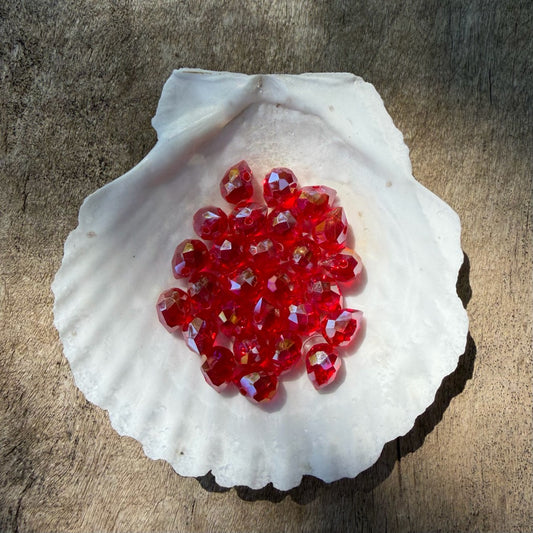 Mini Faceted Glass Crystals - Cherry