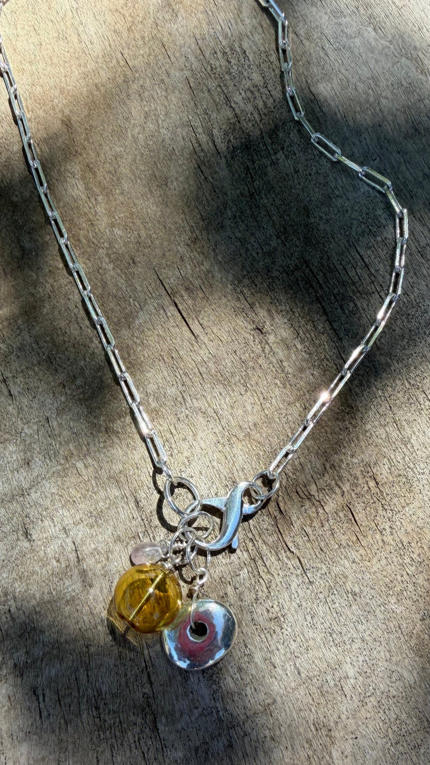 Sterling Charm Necklace - Amber