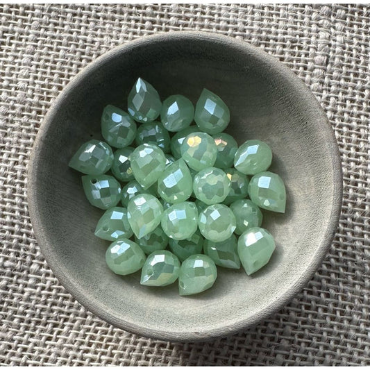 Faceted Glass Crystals - Soft Green