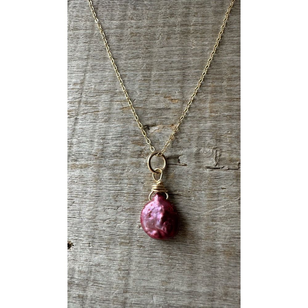 Gold filled Rose Pearl Necklace