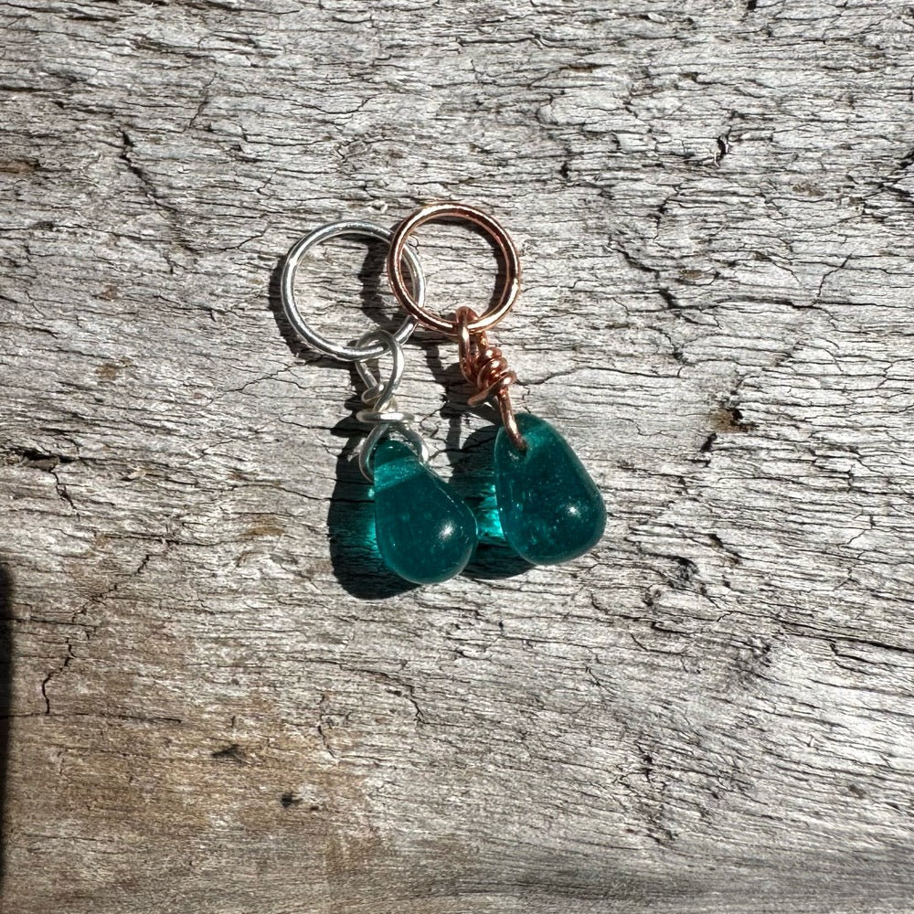 Small Handcrafted Glass Drops - Teal