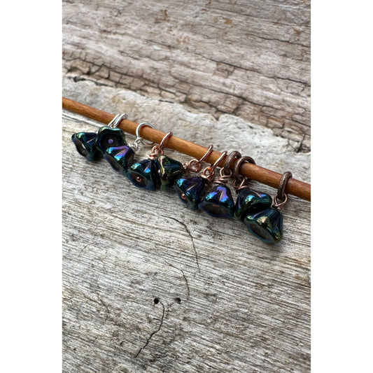 Glass Flower- Dark Blue Iridescent