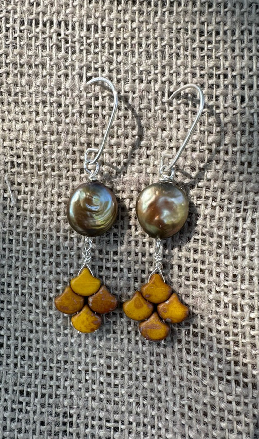 Freshwater Pearl & Glass Earrings