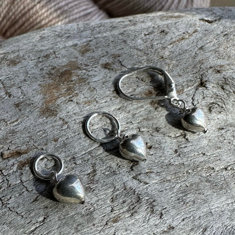 Sterling Silver Puffed Tiny Hearts