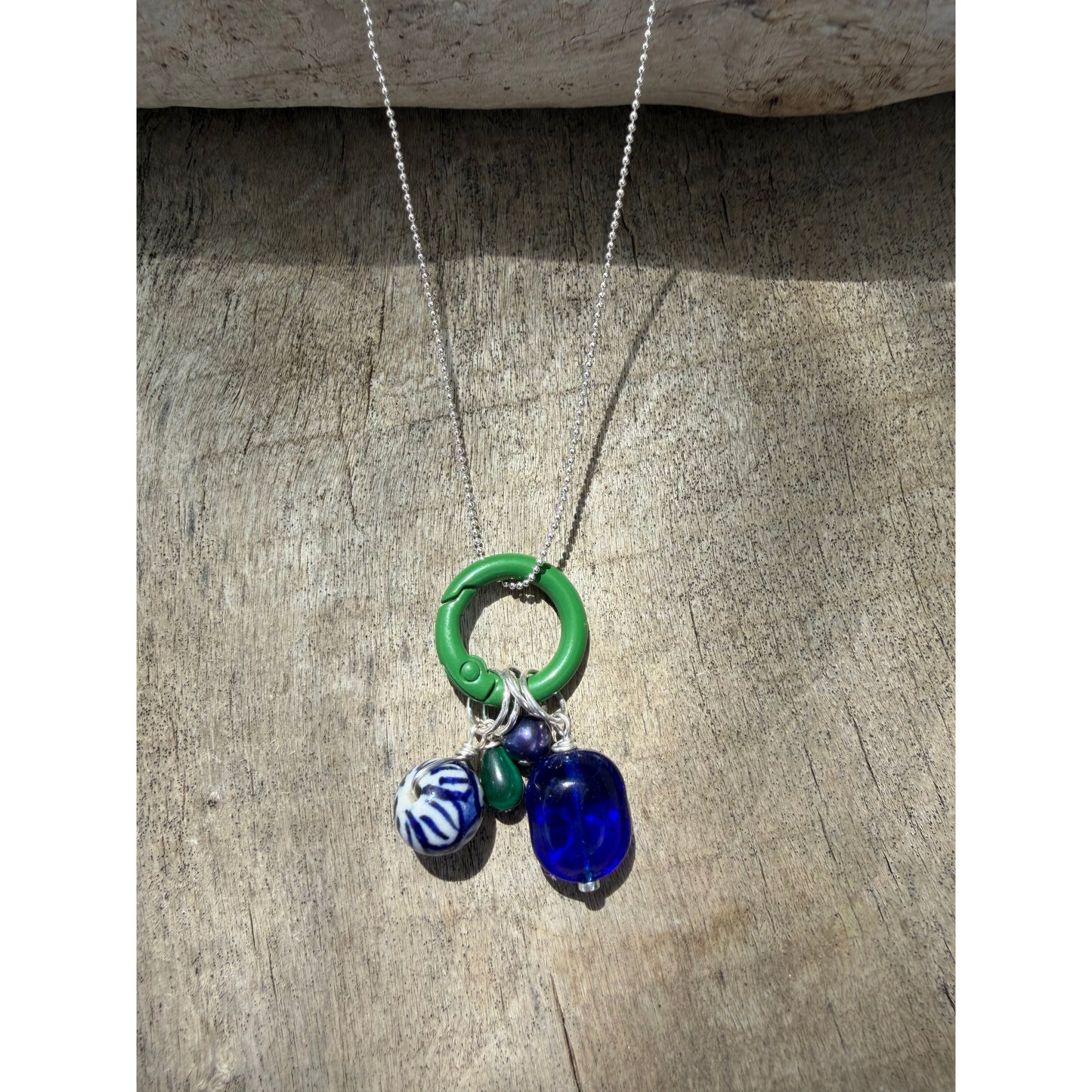 Enameled Clasp Necklace - Kelly Green