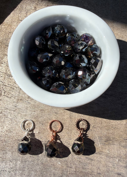Faceted Glass Crystals - Black