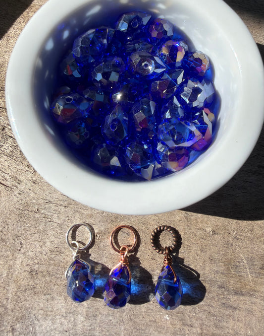Faceted Glass Crystals - Blue