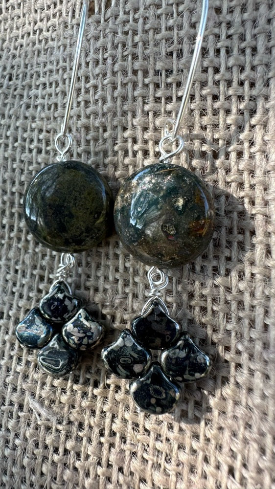 Ocean Jasper & Glass Earrings #3