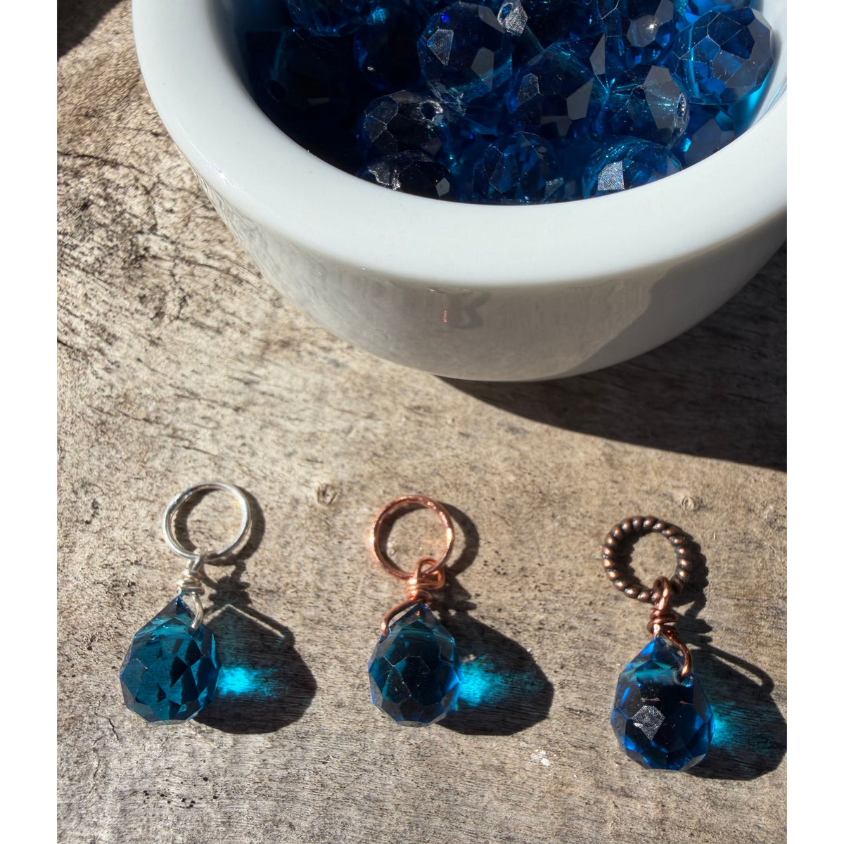 Faceted Glass Crystals - Dark Teal