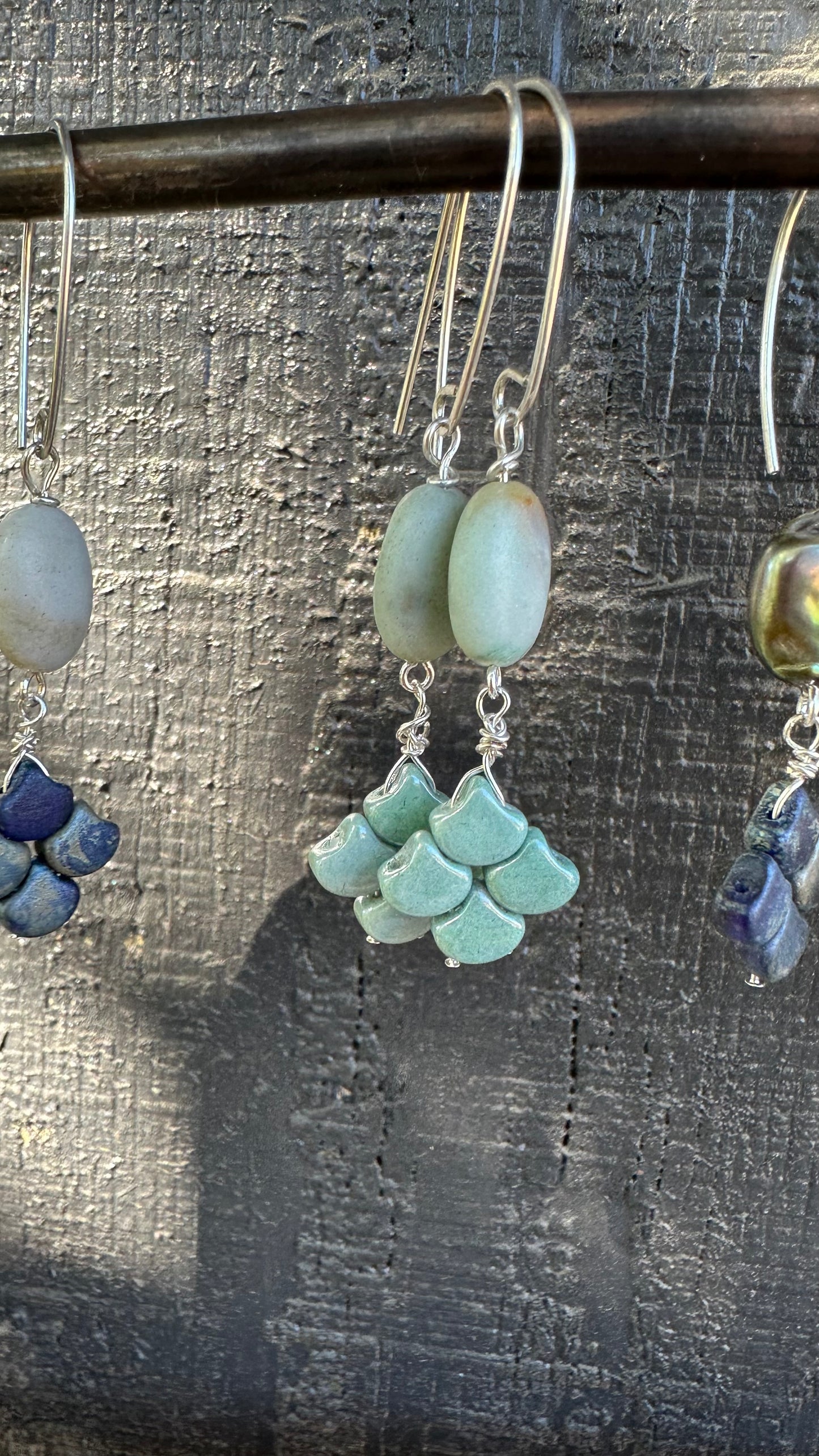 Blue Amazonite & Glass Earrings