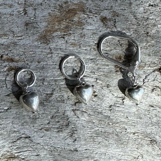 Sterling Silver Puffed Tiny Hearts