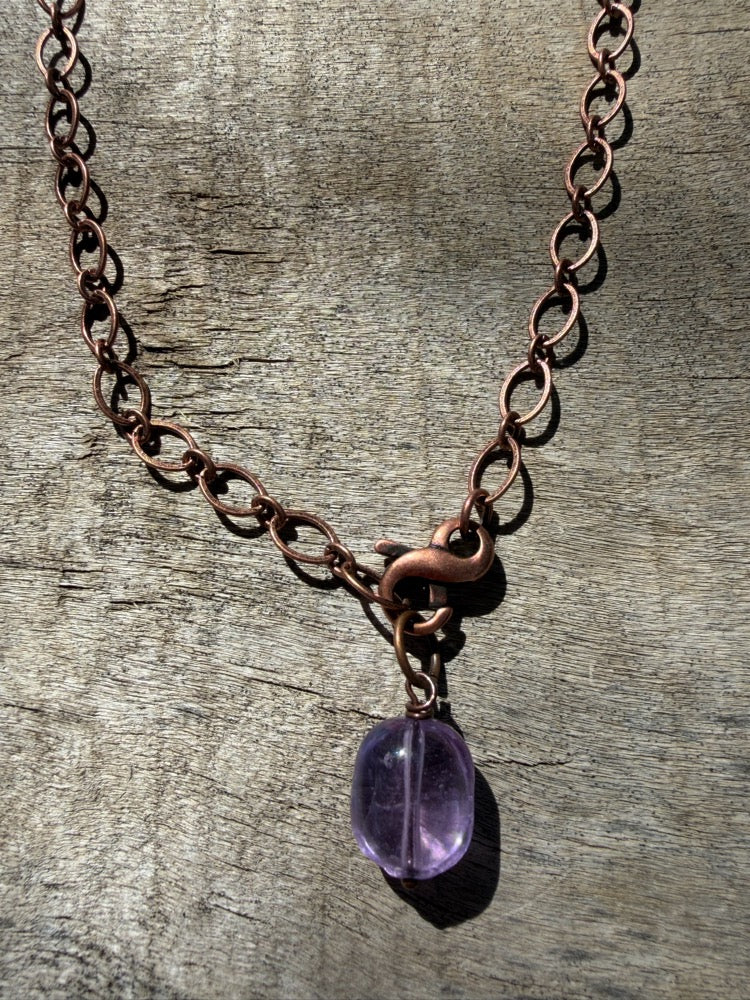 Antique Copper & Glass Pendant