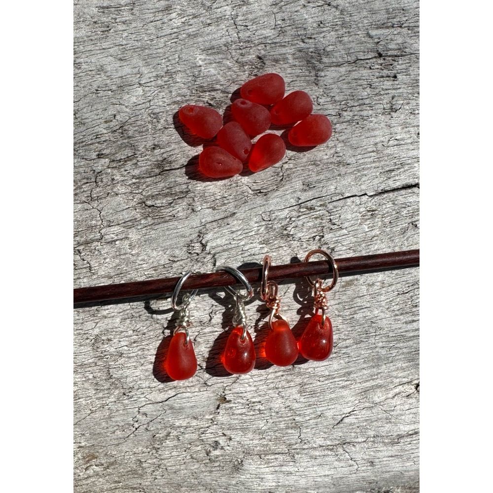 Small Handcrafted Glass Drops - Fire Orange