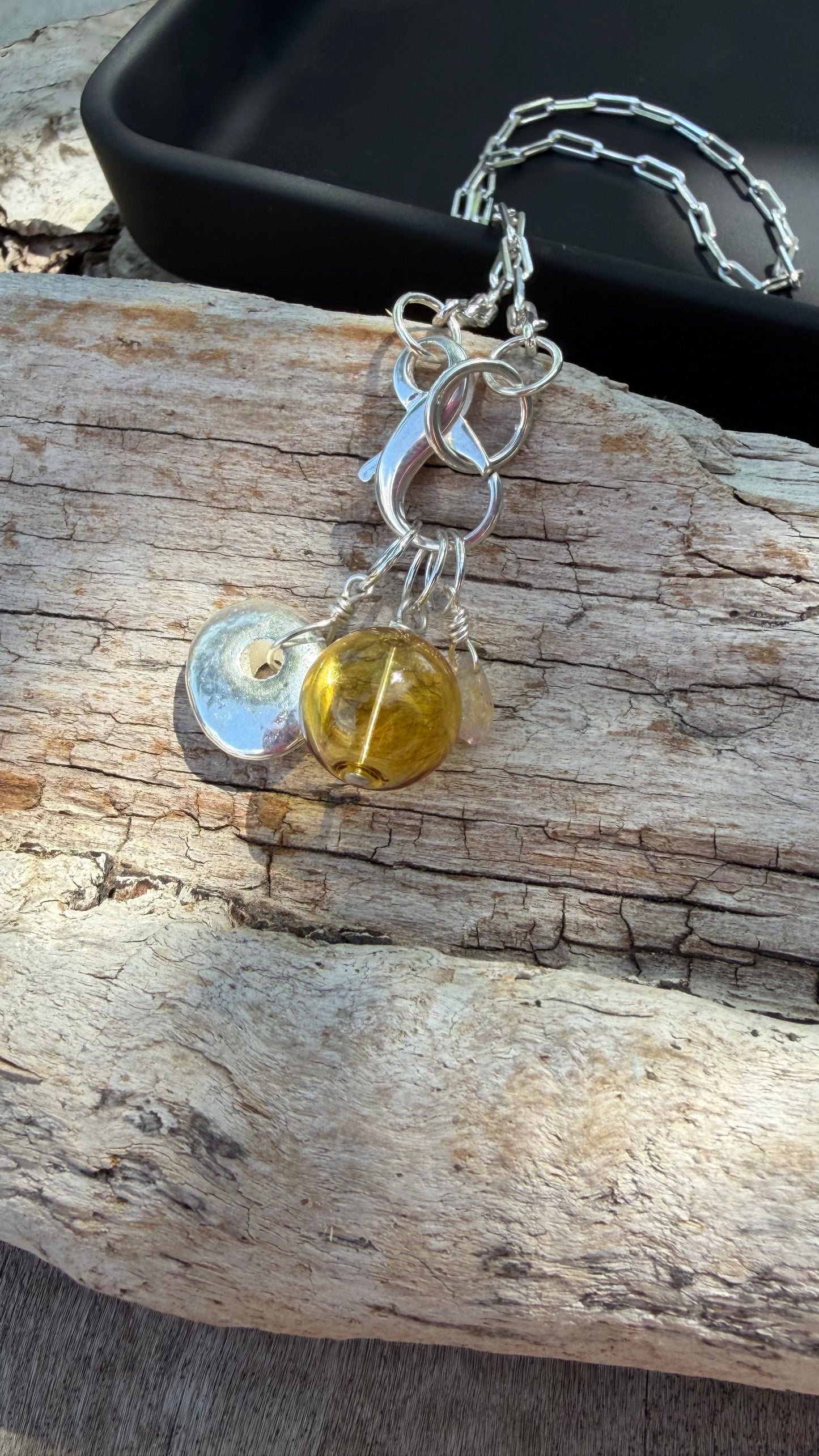 Sterling Charm Necklace - Amber