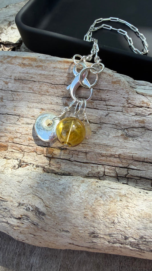 Sterling Charm Necklace - Amber