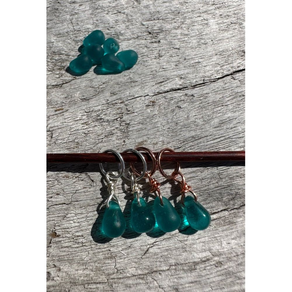 Small Handcrafted Glass Drops - Teal