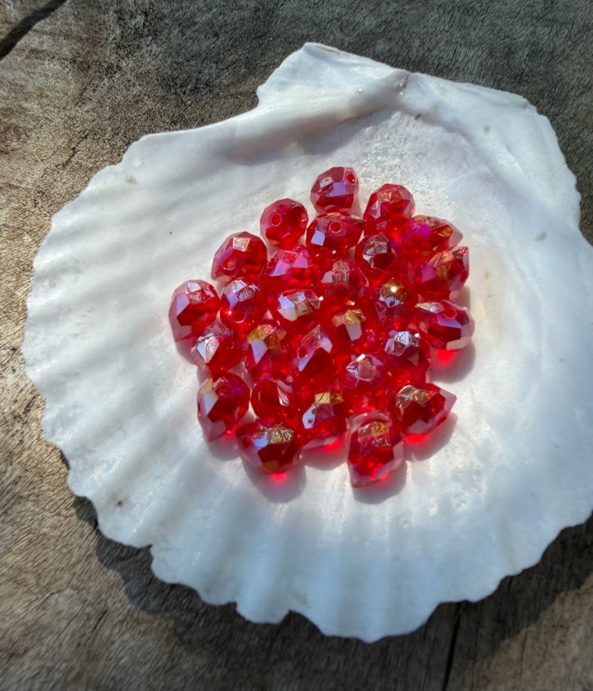 Mini Faceted Glass Crystals - Cherry