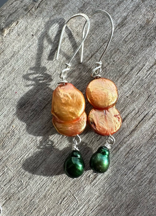Fusion Earrings - Emerald Pearl