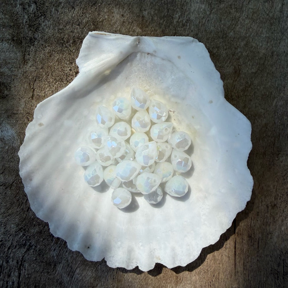 Mini Faceted Glass Crystals - White