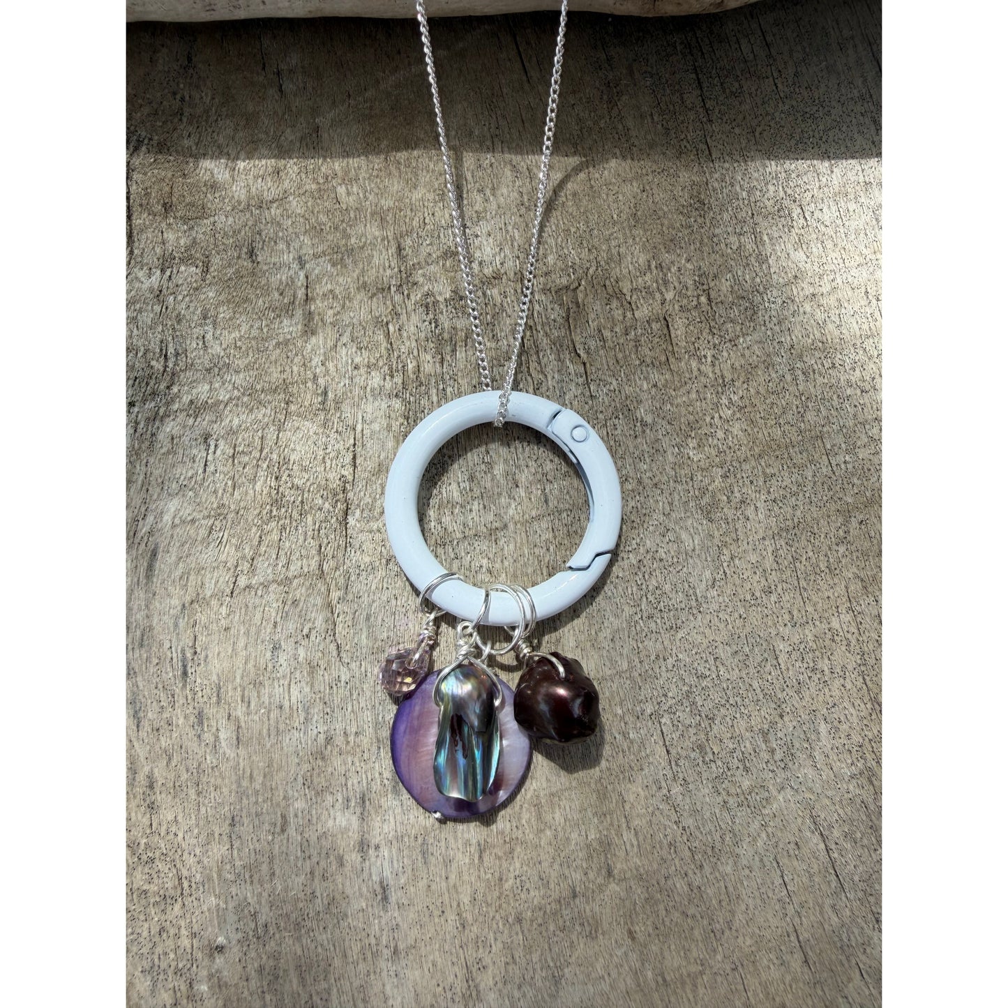 Large Enameled Clasp Necklace - White