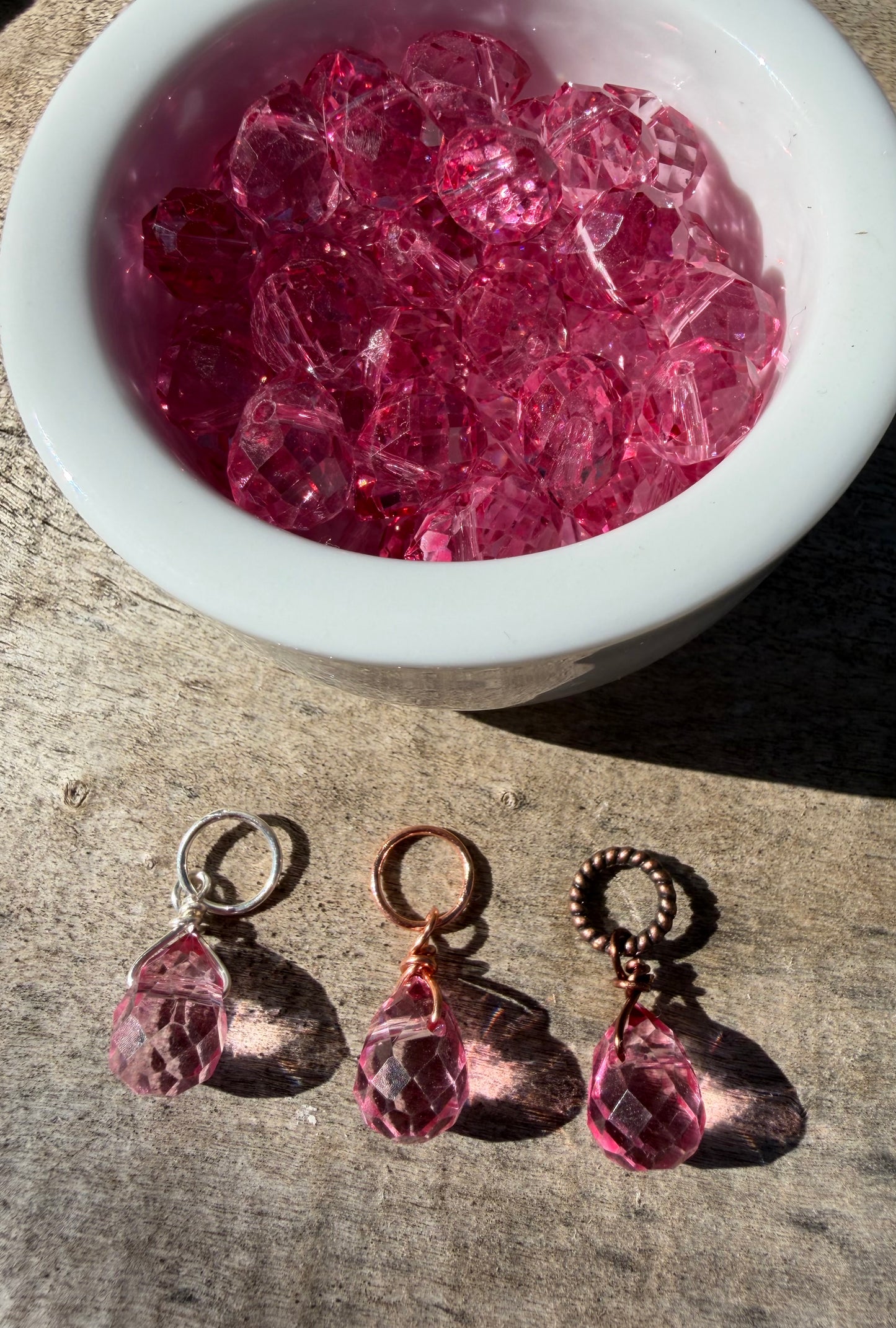 Faceted Glass Crystals - Pink