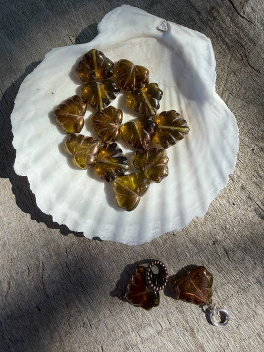 Glass Maple Leaves - Olive Bronze