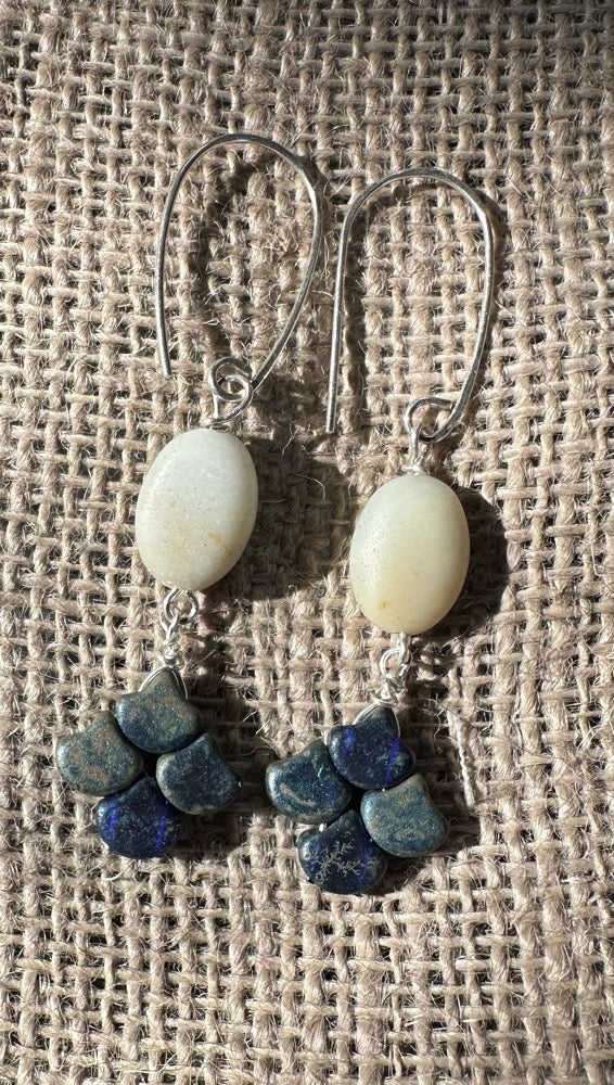 Light Blue Amazonite & Glass Earrings