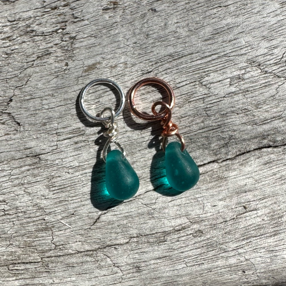 Small Handcrafted Glass Drops - Teal