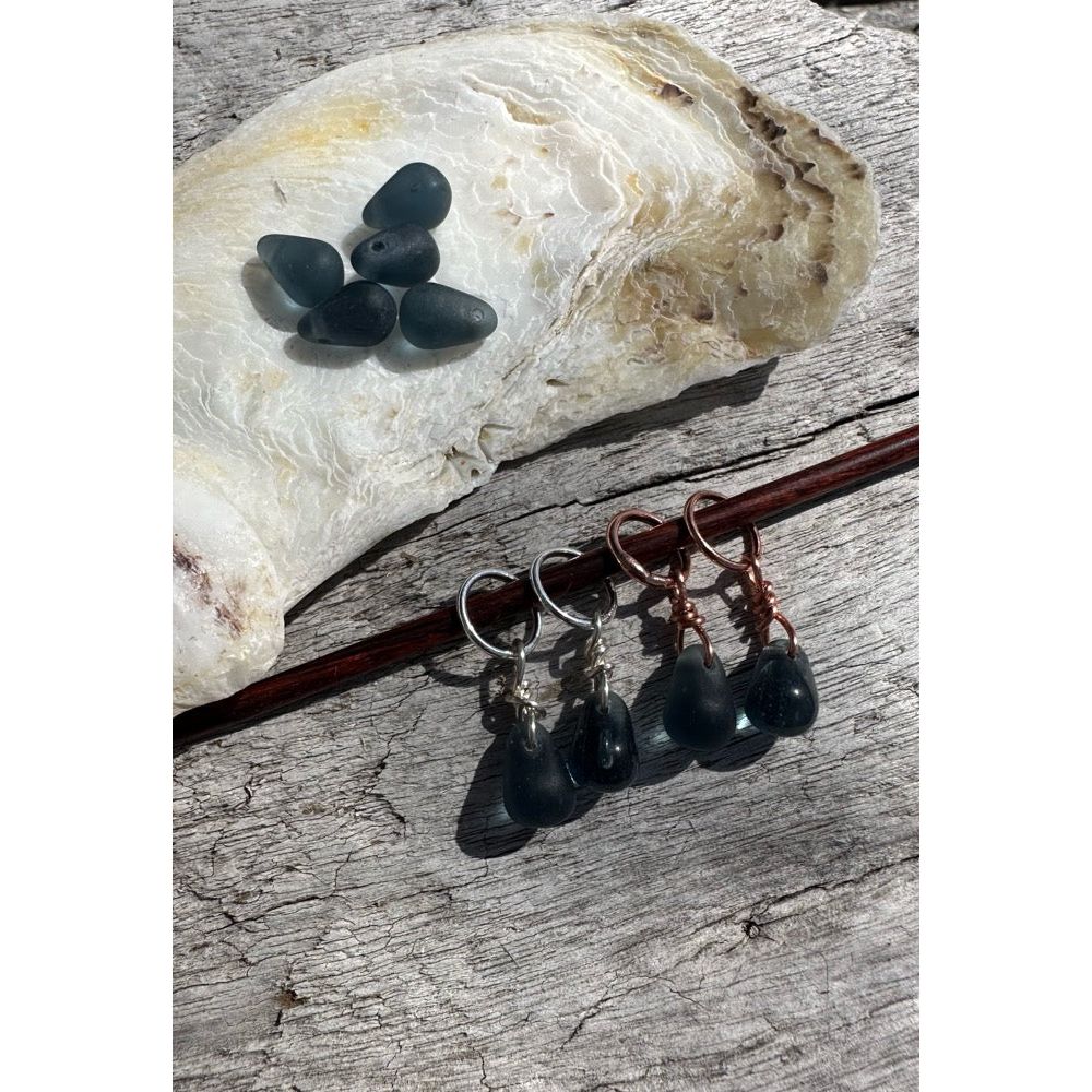 Small Handcrafted Glass Drops - Slate Blue