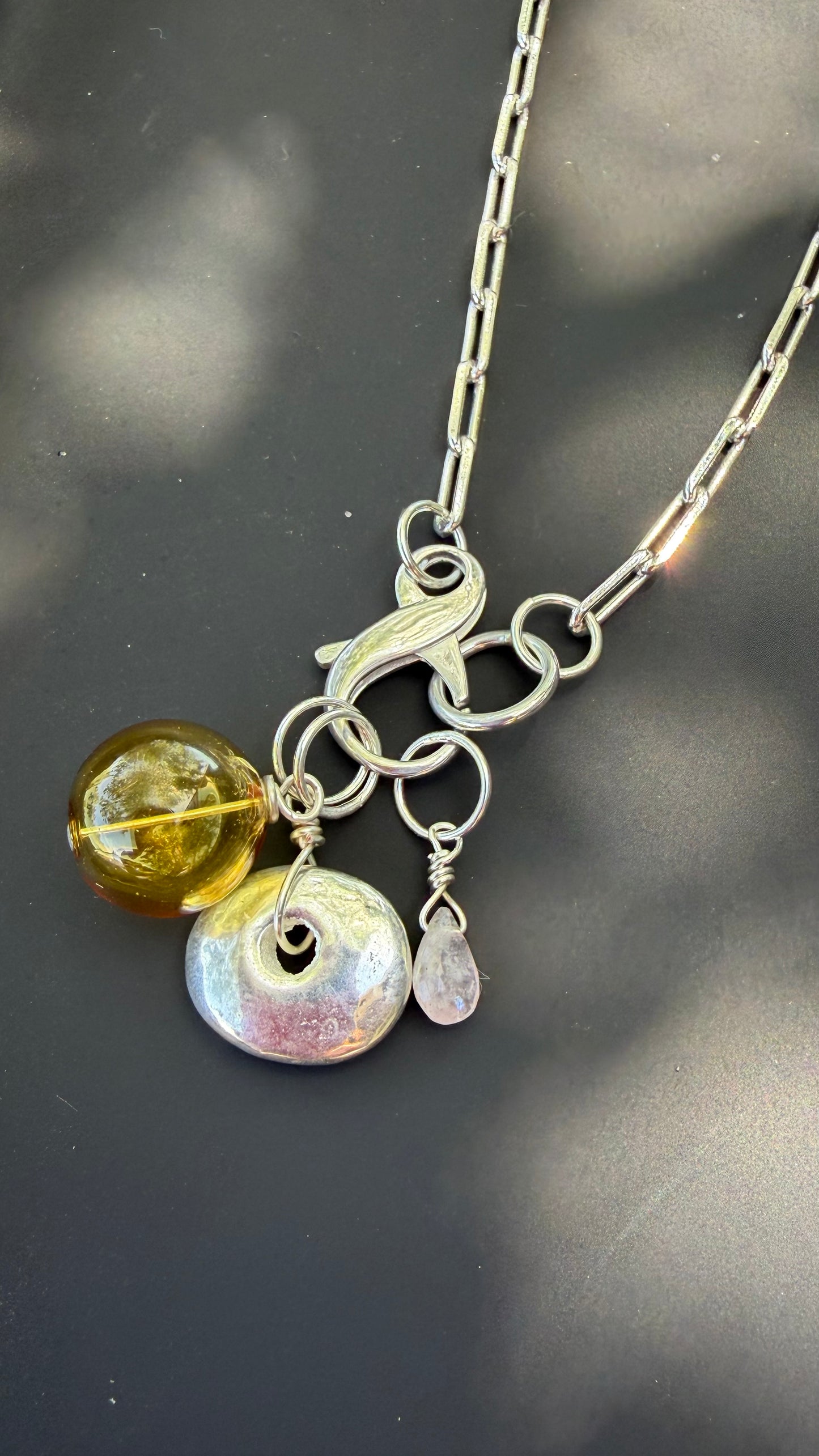 Sterling Charm Necklace - Amber