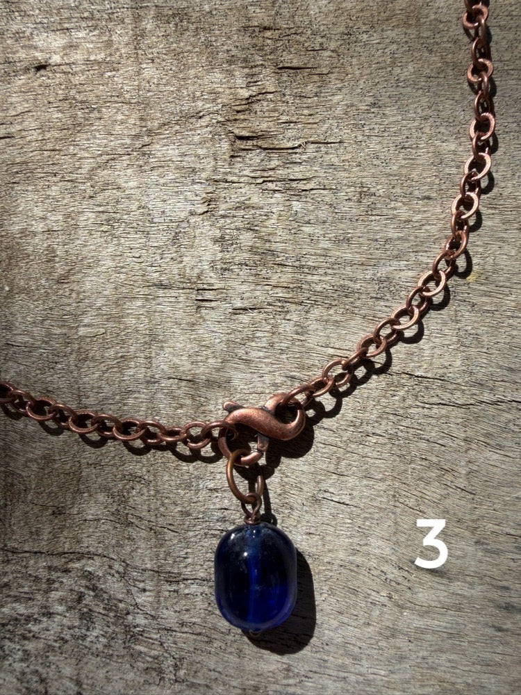 Antique Copper & Glass Pendant